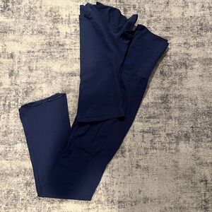 Elegant Navy top and flare leggings set